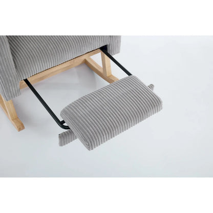 Fauteuil à bascule d'appoint avec pieds en bois massif, fauteuil berçant rembourré pour chambre d'enfant, fauteuil confortable avec poche latérale