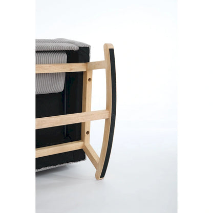 Fauteuil à bascule d'appoint avec pieds en bois massif, fauteuil berçant rembourré pour chambre d'enfant, fauteuil confortable avec poche latérale