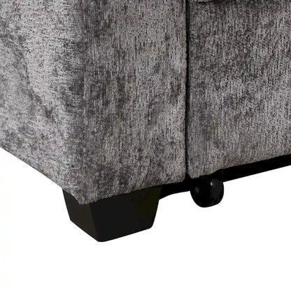 Canapé-lit convertible deux places en chenille avec dossier réglable, ports USB et porte-gobelets