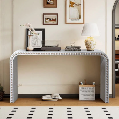 Table d'entrée 59, table incurvée style cascade, console avec perles de bois