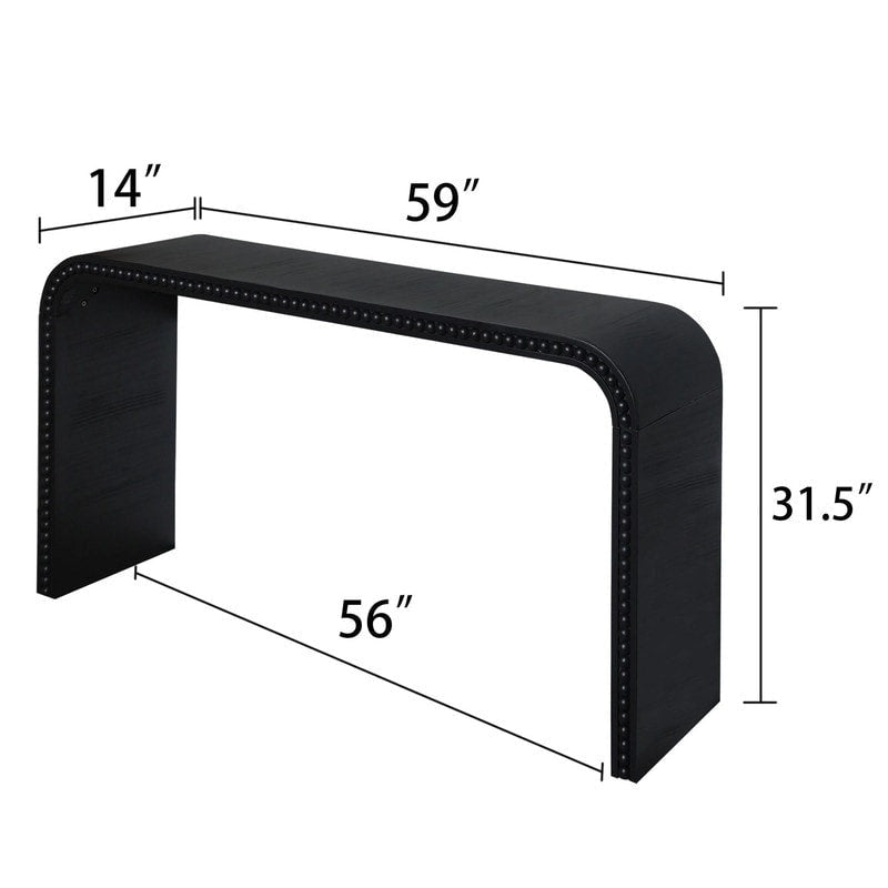 Table d'entrée 59, table incurvée style cascade, console avec perles de bois