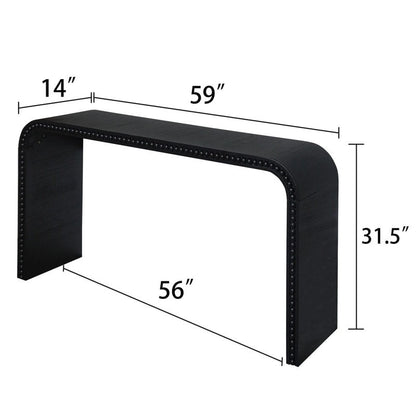 Table d'entrée 59, table incurvée style cascade, console avec perles de bois