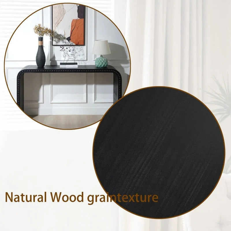 Table d'entrée 59, table incurvée style cascade, console avec perles de bois