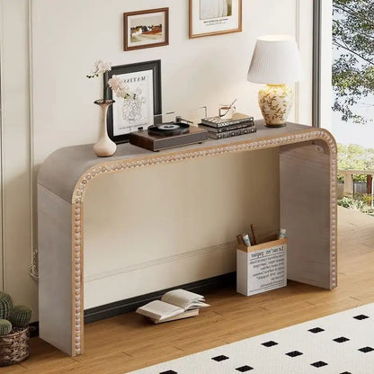 Table d'entrée 59, table incurvée style cascade, console avec perles de bois
