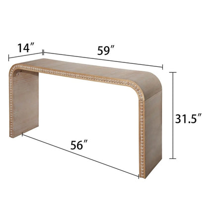 Table d'entrée 59, table incurvée style cascade, console avec perles de bois