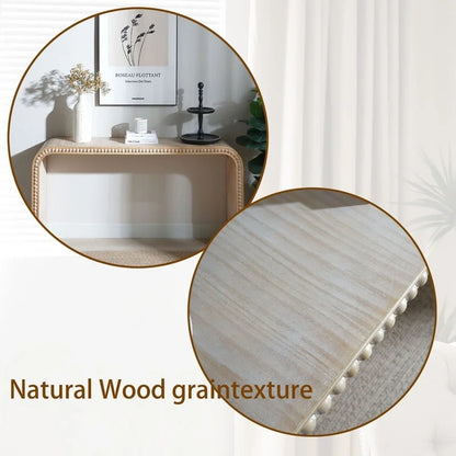 Table d'entrée 59, table incurvée style cascade, console avec perles de bois