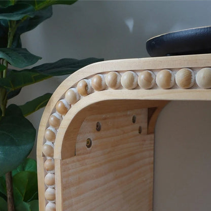Table d'entrée 59, table incurvée style cascade, console avec perles de bois