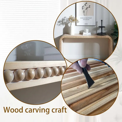 Table d'entrée 59, table incurvée style cascade, console avec perles de bois