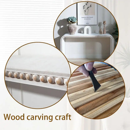 Table d'entrée 59, table incurvée style cascade, console avec perles de bois