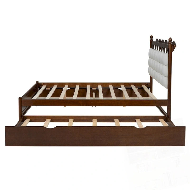 Lit plateforme en bois avec rangement, 2 grands tiroirs et lit gigogne de taille Twin XL
