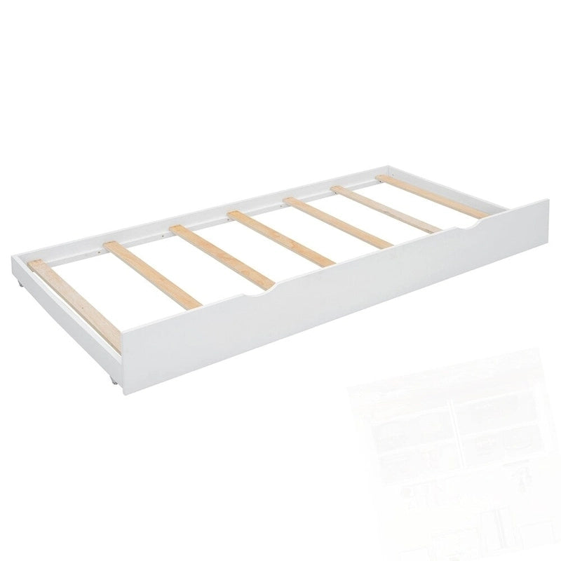 Lit plateforme en bois avec rangement, 2 grands tiroirs et lit gigogne de taille Twin XL