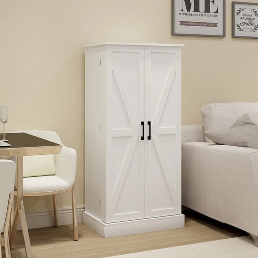 50 LED Kitchen Pantry Cabinet,Freestanding Buffet Cupboards Sideboard with 2 Doors with Racks and 2 Adjustable Shelves