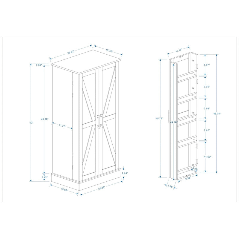 Meuble de cuisine avec éclairage LED 50, buffet autoportant à 2 portes avec étagères et 2 tablettes réglables