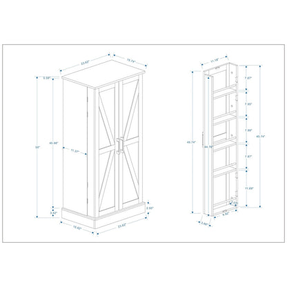 Meuble de cuisine avec éclairage LED 50, buffet autoportant à 2 portes avec étagères et 2 tablettes réglables