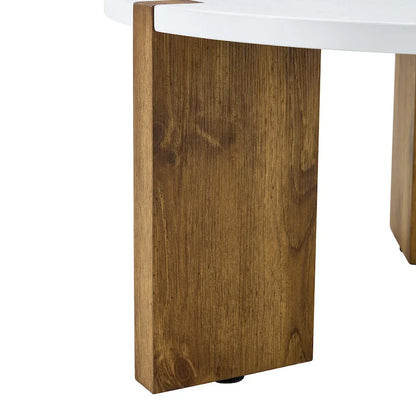 Table basse ronde à pieds rectangulaires, table d'appoint en bois pour salon