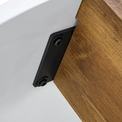 Table basse ronde à pieds rectangulaires, table d'appoint en bois pour salon