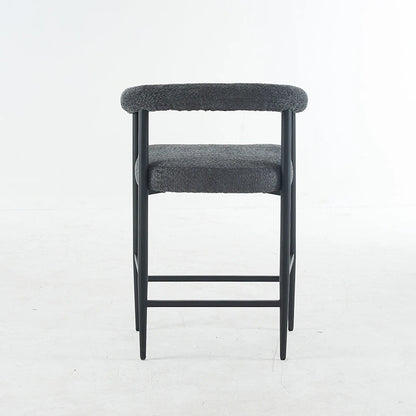 Ensemble de 2 tabourets de bar modernes en boucle, hauteur comptoir, avec structure en métal et accoudoirs, pour îlot de cuisine ou salle à manger.