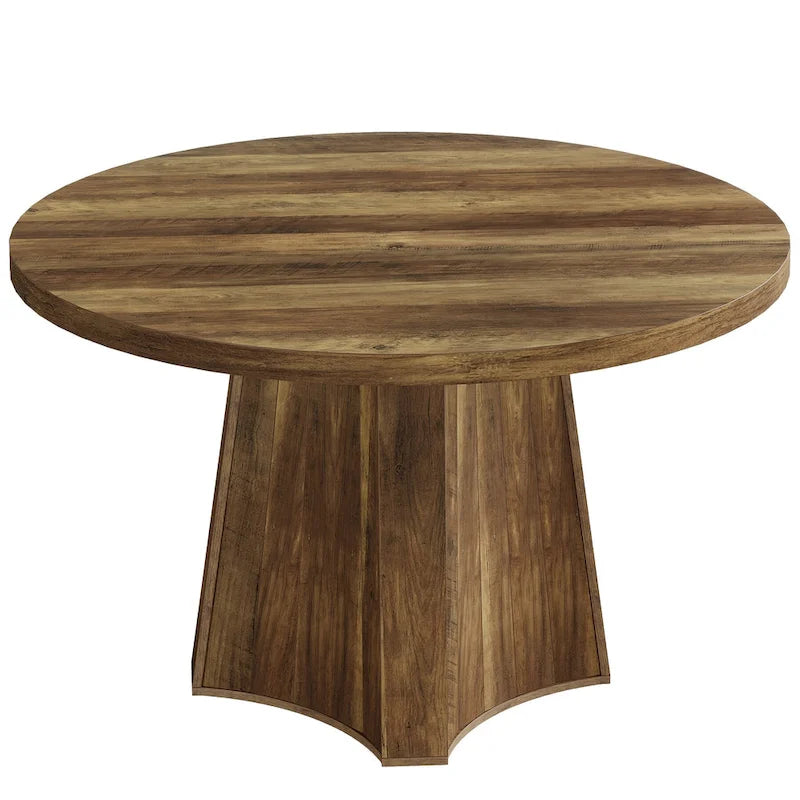 Table de salle à manger ronde industrielle de 47 pouces avec pied central pour 4 à 6 personnes