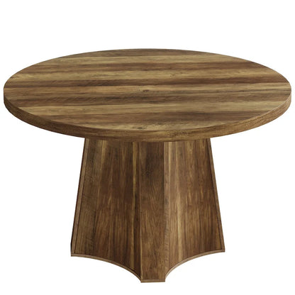 Table de salle à manger ronde industrielle de 47 pouces avec pied central pour 4 à 6 personnes