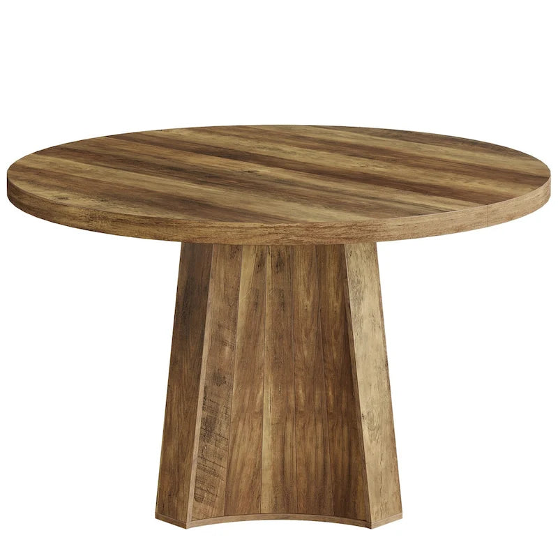 Table de salle à manger ronde industrielle de 47 pouces avec pied central pour 4 à 6 personnes