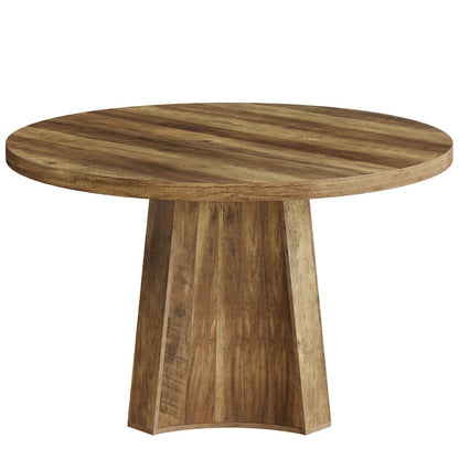 Table de salle à manger ronde industrielle de 47 pouces avec pied central pour 4 à 6 personnes
