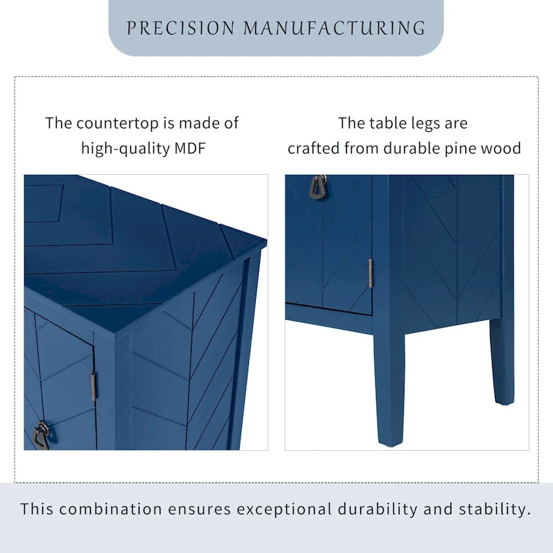 Meuble de rangement vintage avec étagère réglable, buffet/console/table d'appoint en bois massif