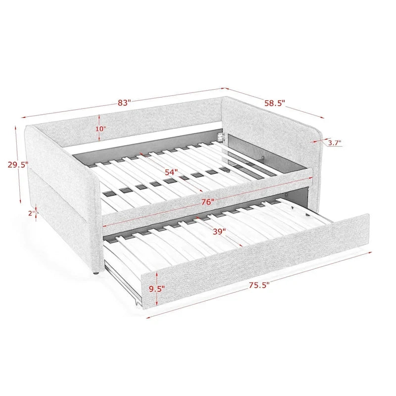 Lit de jour entièrement bouclé avec lit gigogne