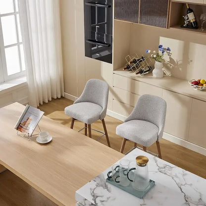 Ensemble de 2 tabourets de bar pivotants, tabourets de bar à hauteur de comptoir avec dossier et pieds en bois, chaises rembourrées pour îlot de cuisine