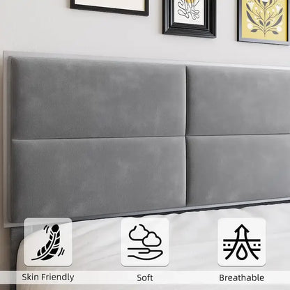 Cadre de lit plateforme rembourré avec tête de lit carrée en velours