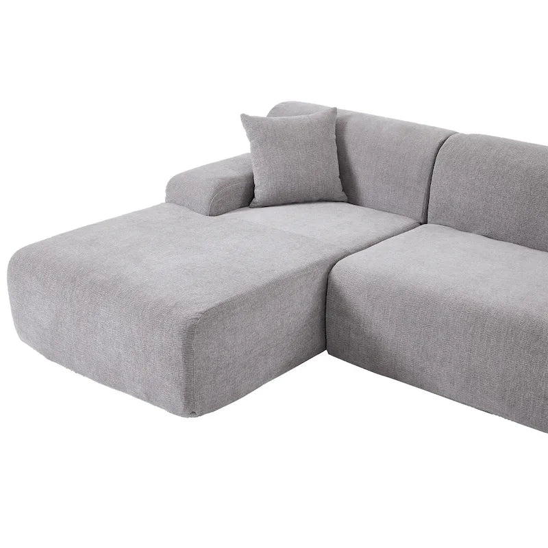 Canapé d'angle modulaire en polyester 111, forme L, avec mousse haute densité, assise profonde de 68,5 cm et revêtement en chenille infroissable.