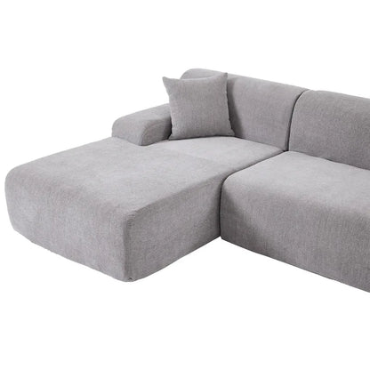 Canapé d'angle modulaire en polyester 111, forme L, avec mousse haute densité, assise profonde de 68,5 cm et revêtement en chenille infroissable.