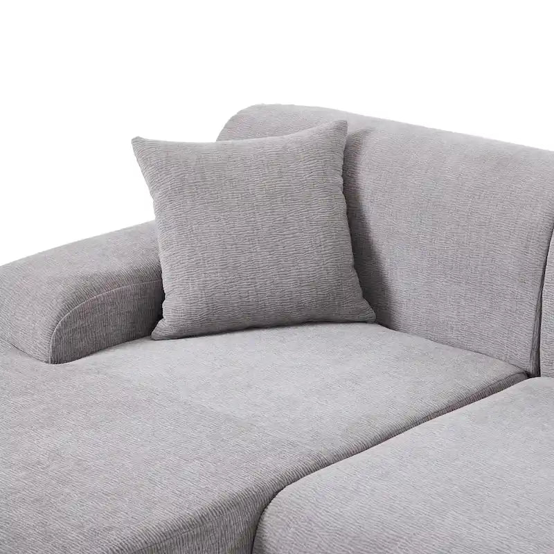 Canapé d'angle modulaire en polyester 111, forme L, avec mousse haute densité, assise profonde de 68,5 cm et revêtement en chenille infroissable.