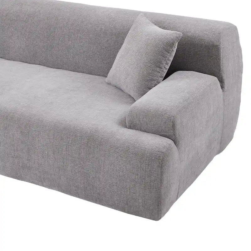 Canapé d'angle modulaire en polyester 111, forme L, avec mousse haute densité, assise profonde de 68,5 cm et revêtement en chenille infroissable.