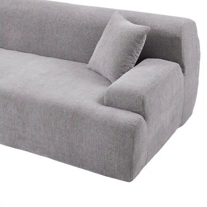Canapé d'angle modulaire en polyester 111, forme L, avec mousse haute densité, assise profonde de 68,5 cm et revêtement en chenille infroissable.