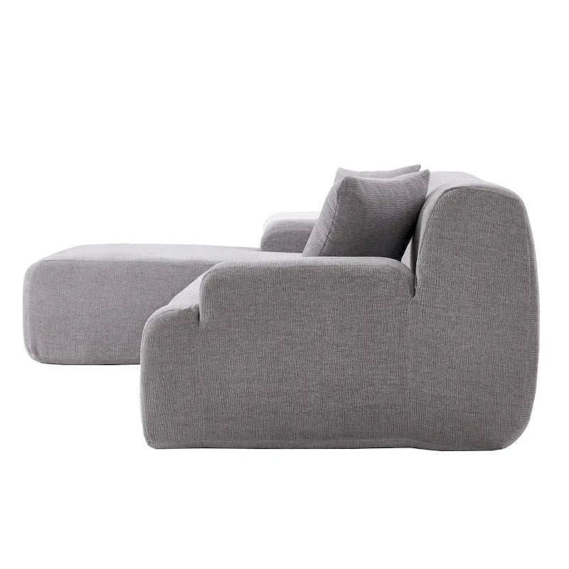 Canapé d'angle modulaire en polyester 111, forme L, avec mousse haute densité, assise profonde de 68,5 cm et revêtement en chenille infroissable.