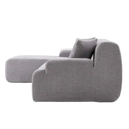 Canapé d'angle modulaire en polyester 111, forme L, avec mousse haute densité, assise profonde de 68,5 cm et revêtement en chenille infroissable.