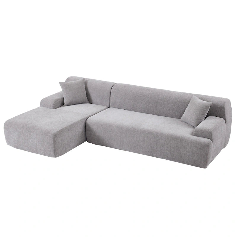 Canapé d'angle modulaire en polyester 111, forme L, avec mousse haute densité, assise profonde de 68,5 cm et revêtement en chenille infroissable.
