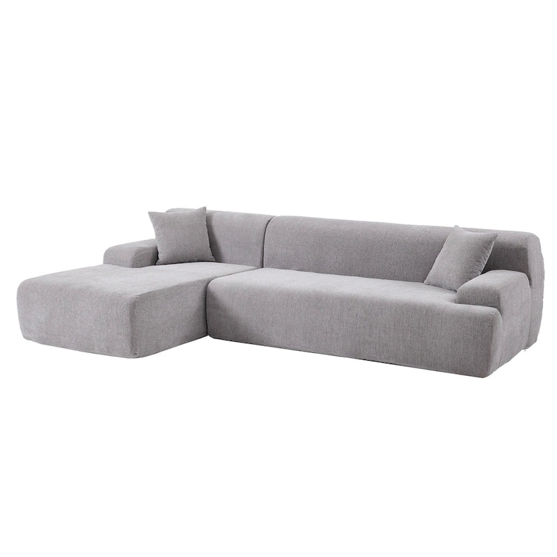 Canapé d'angle modulaire en polyester 111, forme L, avec mousse haute densité, assise profonde de 68,5 cm et revêtement en chenille infroissable.