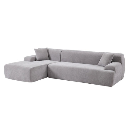 Canapé d'angle modulaire en polyester 111, forme L, avec mousse haute densité, assise profonde de 68,5 cm et revêtement en chenille infroissable.