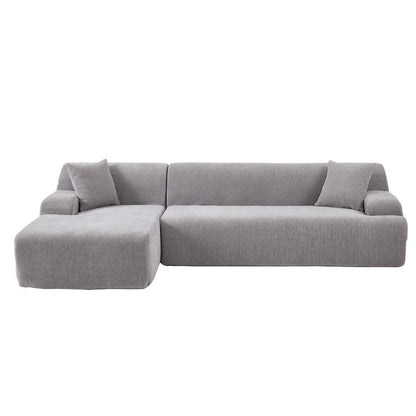 Canapé d'angle modulaire en polyester 111, forme L, avec mousse haute densité, assise profonde de 68,5 cm et revêtement en chenille infroissable.