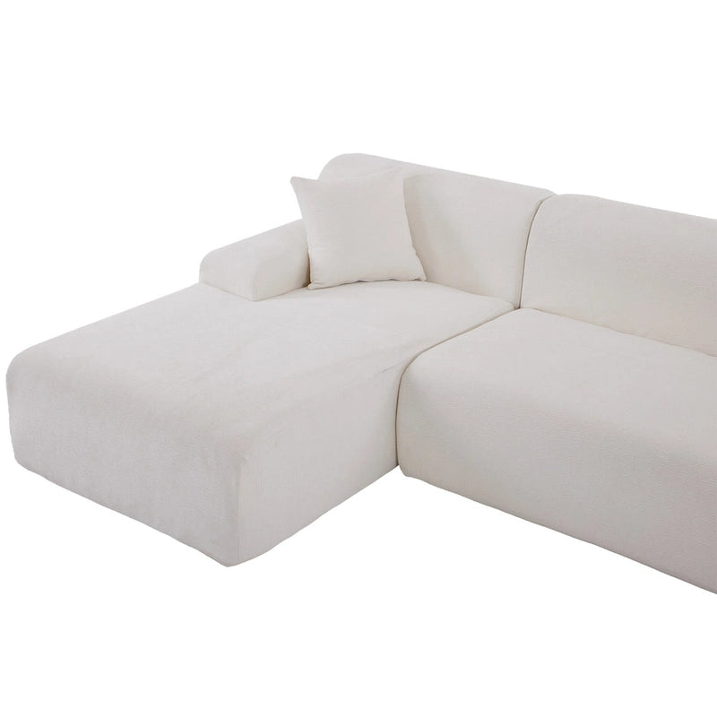 Canapé d'angle modulaire en polyester 111, forme L, avec mousse haute densité, assise profonde de 68,5 cm et revêtement en chenille infroissable.
