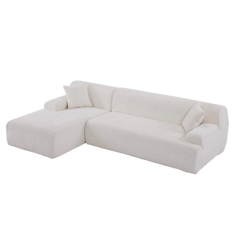 Canapé d'angle modulaire en polyester 111, forme L, avec mousse haute densité, assise profonde de 68,5 cm et revêtement en chenille infroissable.