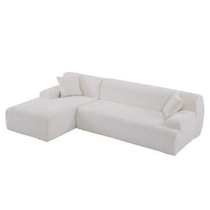 Canapé d'angle modulaire en polyester 111, forme L, avec mousse haute densité, assise profonde de 68,5 cm et revêtement en chenille infroissable.
