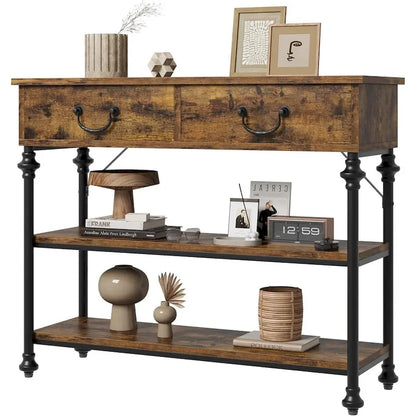 IDEALHOUSE Console Tables with 2 Drawers, Storage Shelves