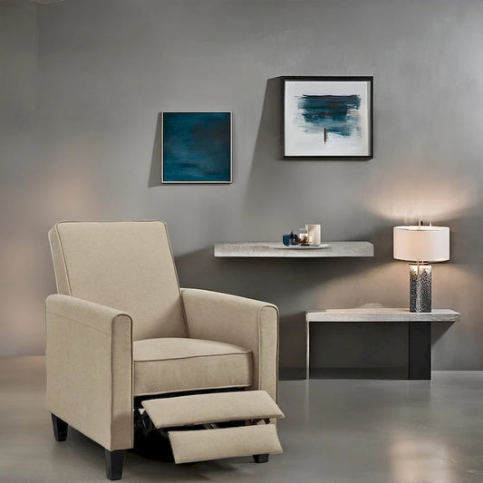 Pushback Recliner Chair  Compact Home Theater Seating with Armrests & Adjustable Footrest, Perfect for Small Spaces