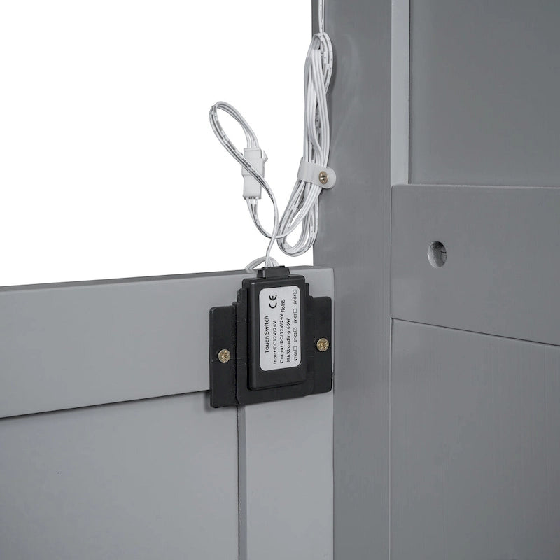 Lit escamotable mural double/queen avec petite armoire et éclairage LED, lit-armoire escamotable pliable avec étagères de rangement