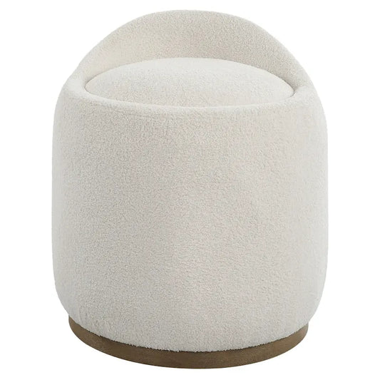 Upholstered Fluffy Swivel Pouf Ottoman - 24 - White and Brown