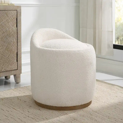 Pouf ottoman pivotant rembourré et moelleux - 24 - Blanc et marron