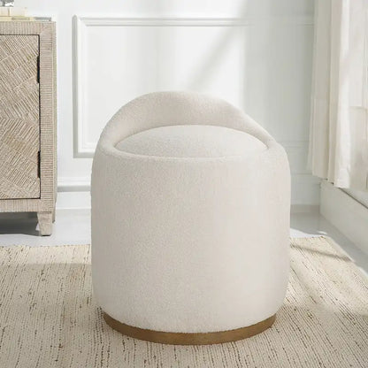 Pouf ottoman pivotant rembourré et moelleux - 24 - Blanc et marron