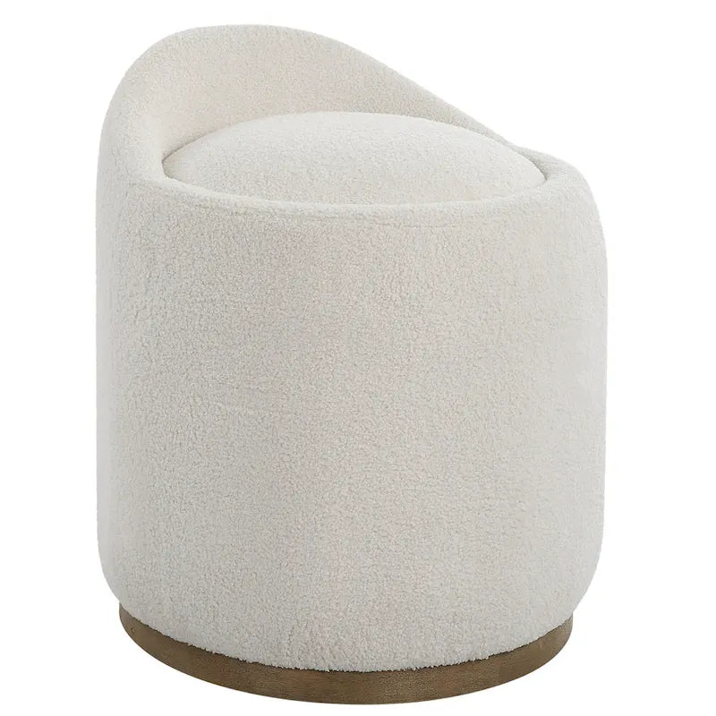 Pouf ottoman pivotant rembourré et moelleux - 24 - Blanc et marron